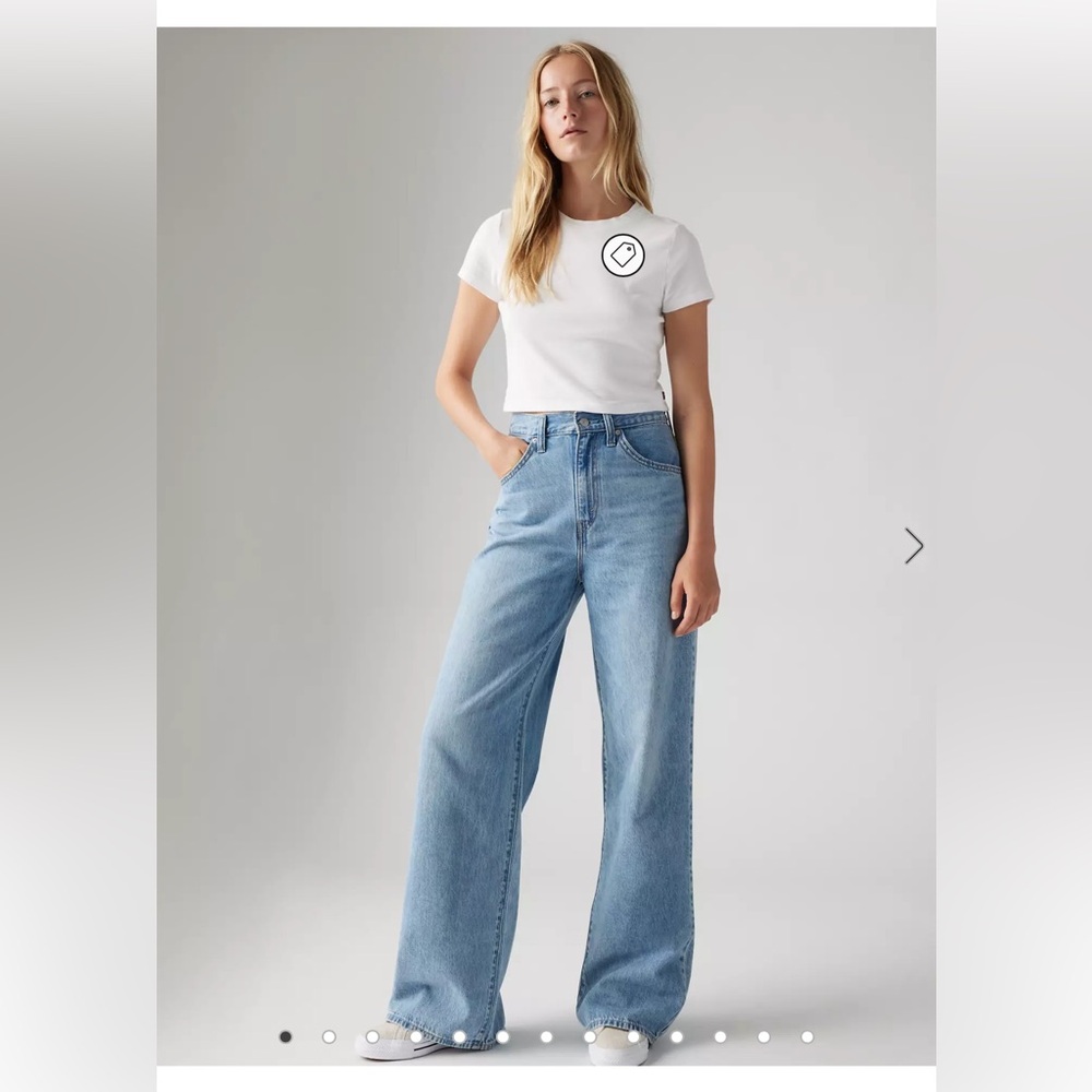 Levi’s cinch baggy retro hipster hippie medium blue high rise loose fit 24x31